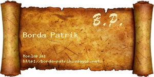 Borda Patrik névjegykártya
